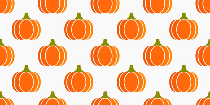 Pumpkins autumn seamless pattern. Wallpaper, textile surface pattern background design. Vector illustration.