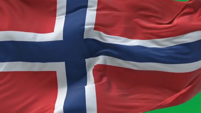 Waving flag of norway on a green screen background realistic 3d animation of the norwegian national flag fluttering in the wind symbol of patriotism and national pride