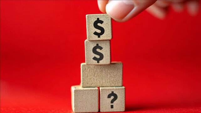 Stacked Money Question Blocks on Red Background