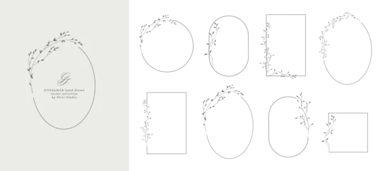 Minimal hand drawn botanical frames and floral borders with delicate leafy branches. Vector collection for wedding invitations, branding, logos, stationery and packaging. © Veris Studio