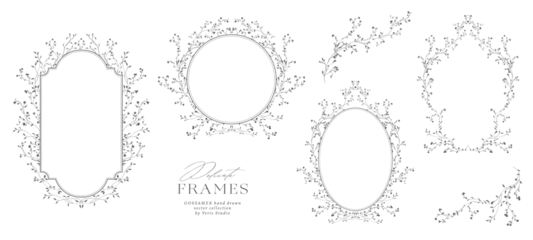 Hand drawn floral frames and botanical borders with delicate wildflower branches. Elegant vector collection for wedding invitations, branding, logos, stationery and packaging. © Veris Studio