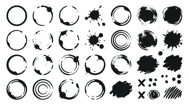 Graphic designers create various ink splatter and circle illustrations.