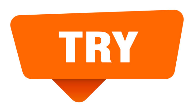 try sticker. try orange sign isolated on transpatent background