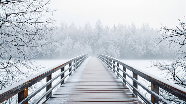 A bridge with beautiful fog