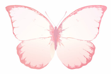 Delicate watercolor butterfly illustration with pale pink hues on a white background © Ankan