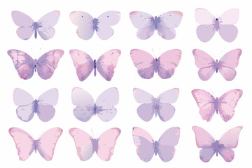 Pastel watercolor butterfly collection arranged on a white background butterflies © Ankan