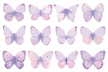 Pastel watercolor butterfly collection arranged on a white background butterflies © Ankan