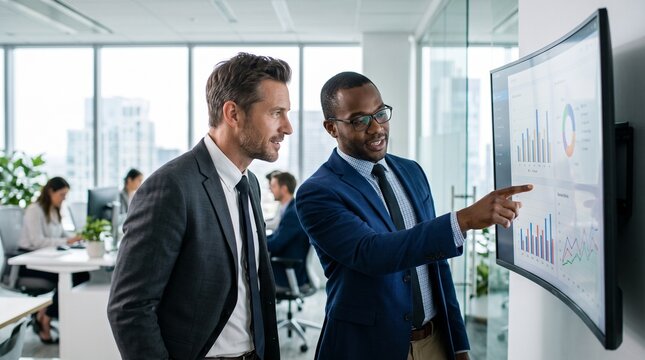 Two Men Analyze Compliance Data Together
