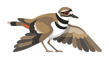 Killdeer Bird Standing with Wings Slightly Open, Isolated on White © ryo