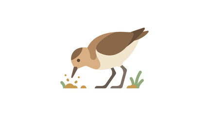 Cute Bird Foraging for Food on White Background, Vector Illustration © ryo