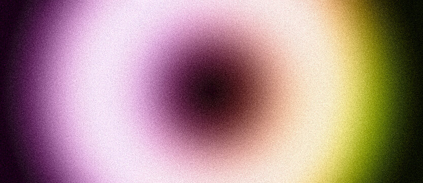 Grainy gradient background psychedelic glowing blur circle, purple yellow green grain texture gradient ambient futuristic social media event flyer design