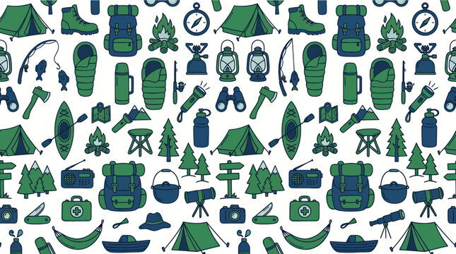 Camping gear and outdoor equipment icons 2.