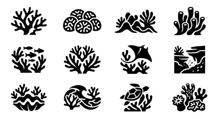 Ocean Coral Reef Icons Set © rexus