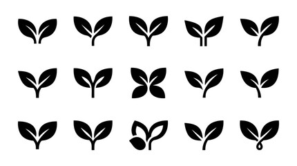 Fototapeta premium Plant sprout icons, growth, nature, eco, organic, fresh, leaf, seedling, simple vector