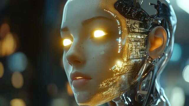 Humanoid Robot with Glowing Eyes