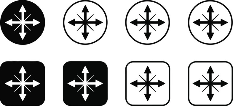Directional arrow, control icon set, circular buttons, square controls, navigation interface, gaming, mobile applications, website menus, interaction, usability, design.