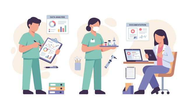 Medical Team Analyzing Data and Treating Patients