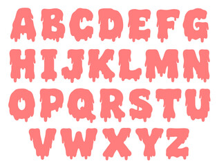 Naklejka premium Coral dripping slime alphabet letter vector set