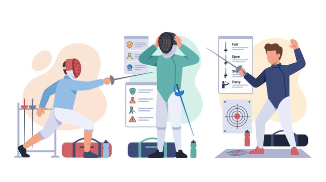Fencing training and competition illustration