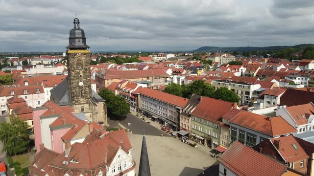 Aerial View of the City of Gotha in Thuringia, Germany 4k