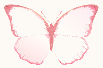 Delicate Watercolor Butterfly Illustration With Pink Tones And Textured Wings © Partha