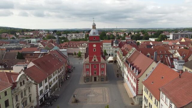 Aerial View of Gotha Town Hall in Thuringia, Germany 4k