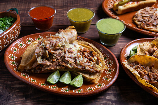 Authentic Delicious Gringa Al Pastor. Traditional Mexican Cuisine Presentation