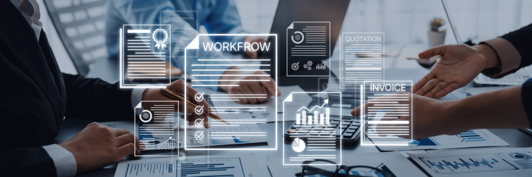 Modern Business Meeting with Digital Documents and Workflow Management for Effective Collaboration and Project Tracking. Bitwise.