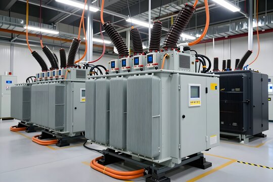 Electrical power distribution transformers inside data center facility