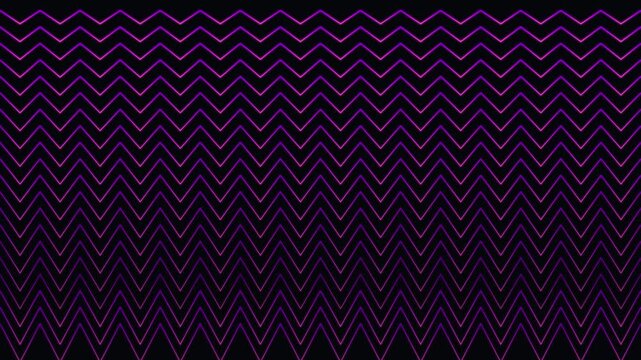 Purple neon zigzag lines pattern moving 4k background, animation