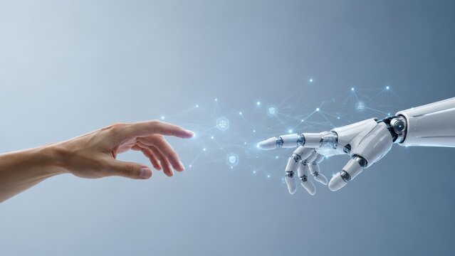 Human and Robotic Hands Connected by AI Trust Nodes
