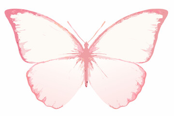 Delicate watercolor butterfly illustration with pink hues on a white background © Satyajit