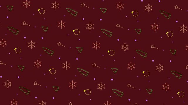 4K Christmas loop snowflake, star, pine tree, ornament