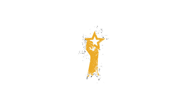 Raised hand holding star grunge icon &ndash; achievement and success isolated vector illustration