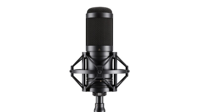 Isolated professional studio condenser microphone with shock mount for audio recording equipment