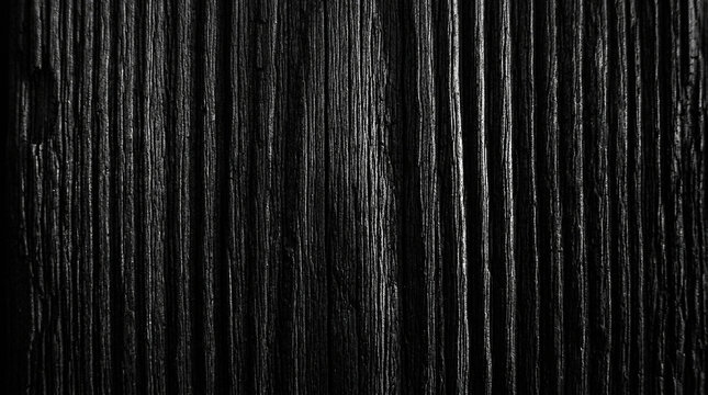 Black Charred Wood Texture Background and Burnt Timber Grain