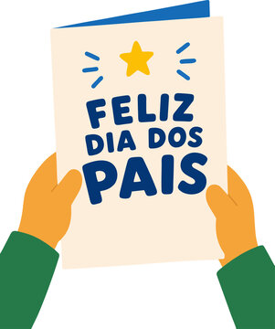 M&atilde;p segurando cart&atilde;o de Feliz Dia dos Pais com Espa&ccedil;o para Mensagem e Logotipo
