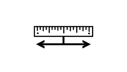 Fototapeta premium Isolated graphic symbol of ruler with double arrow for measurement and dimension