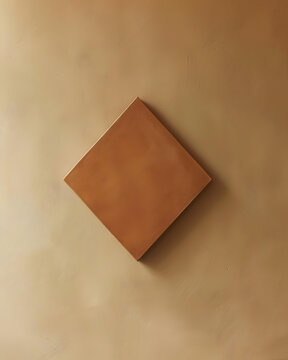 A red rhombus shape with a grid pattern on a textured light background.