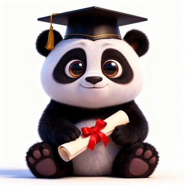 oso panda,  educaci&oacute;n, graduado, chapas, gorros, alumna, universidad, grado, logro, bachillerato, centros, acad&eacute;mico, icono, exitos, bono, aprendizaje, libro, estudiar, cognici&oacute;n, ceremonia, ilustraci