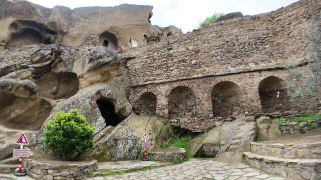 David Gareji monastery, a historic 6th-century rock-carved complex, presenting ancient architecture and caves blending into the natural landscape of an important cultural heritage site in Georgia