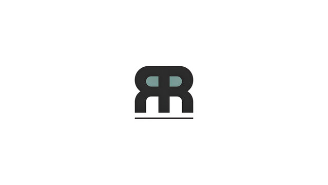 A black and teal letter rr monogram with a horizontal line isolated on a transparent background