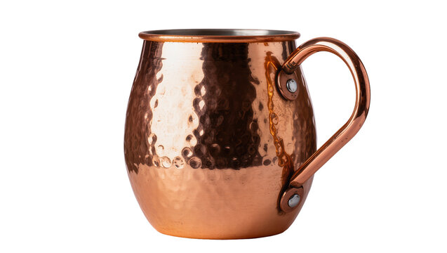 Isolated hammered copper mug, elegant metal drinking cup for refreshing cocktails and beverages