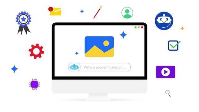 4K animated digital design interface featuring shapes and elements for creative projects with AI help and tools concept design