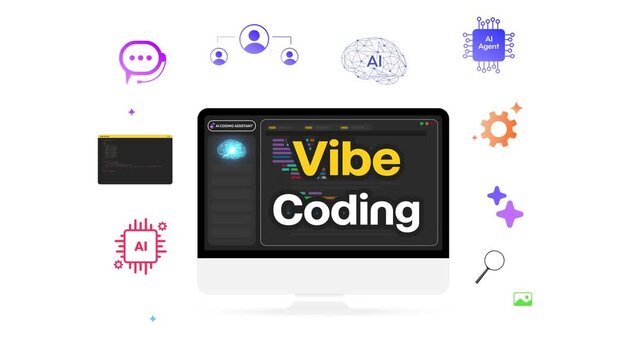 Vibrant ai coding assistant interface for developers in modern technology 4k animation