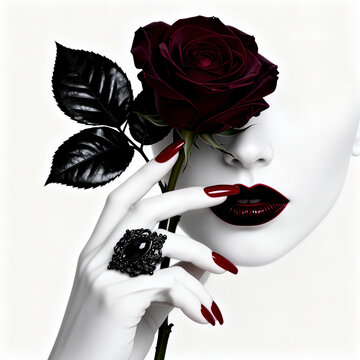 mujer, rosa, beldad, rojo, flor, cara, cabello, moda, ramo, amor, glamour, persona, labio, modelaje, maquillaje, ocular, sensualidad, piel, se&ntilde;ora, regalo, close-up, romanticas