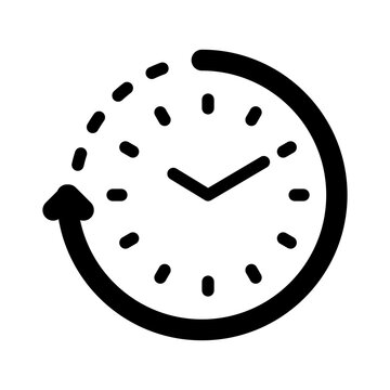 Modern time tracking clock icon for monitoring productivity and work hours.