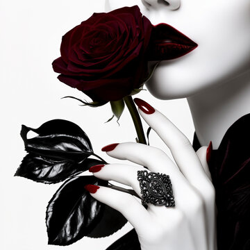 mujer, rosa, beldad, rojo, flor, cara, cabello, moda, ramo, amor, glamour, persona, labio, modelaje, maquillaje, ocular, sensualidad, piel, se&ntilde;ora, regalo, close-up, romanticas