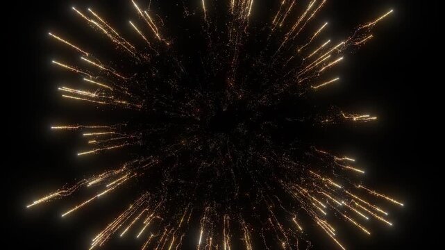 Golden Explosion of Glowing Particles on Black Background | 4K Abstract Glitter Effect