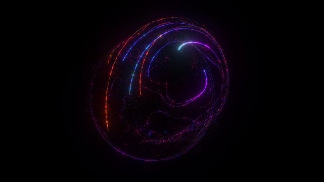 4K Abstract Spinning Particle Trails Background Animation, Blue and Gold Glowing Energy Swirls with Flowing Light Streaks for Motion Graphics and Sci-Fi Visuals